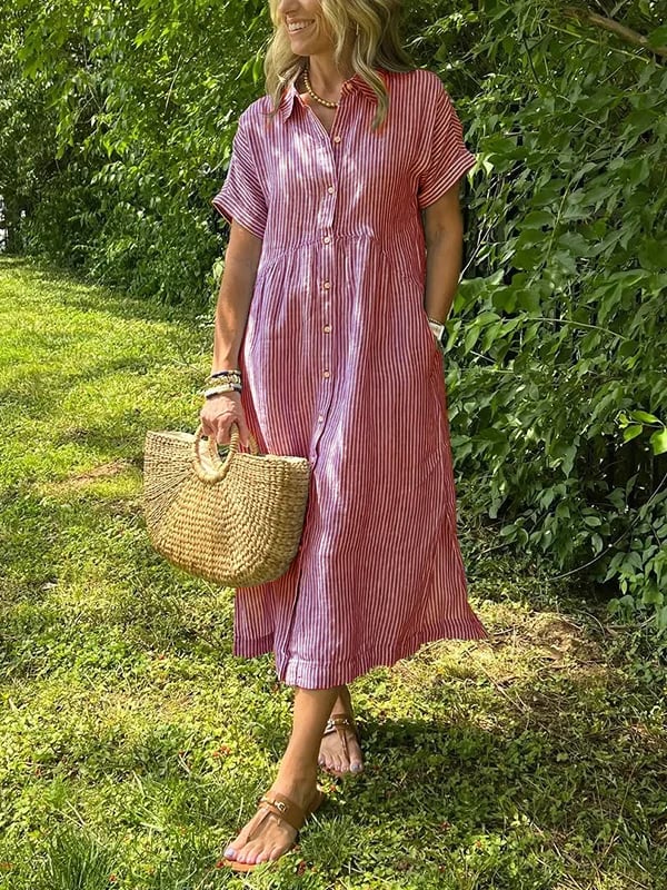 Alice | Striped Shirt Dress with Pockets
