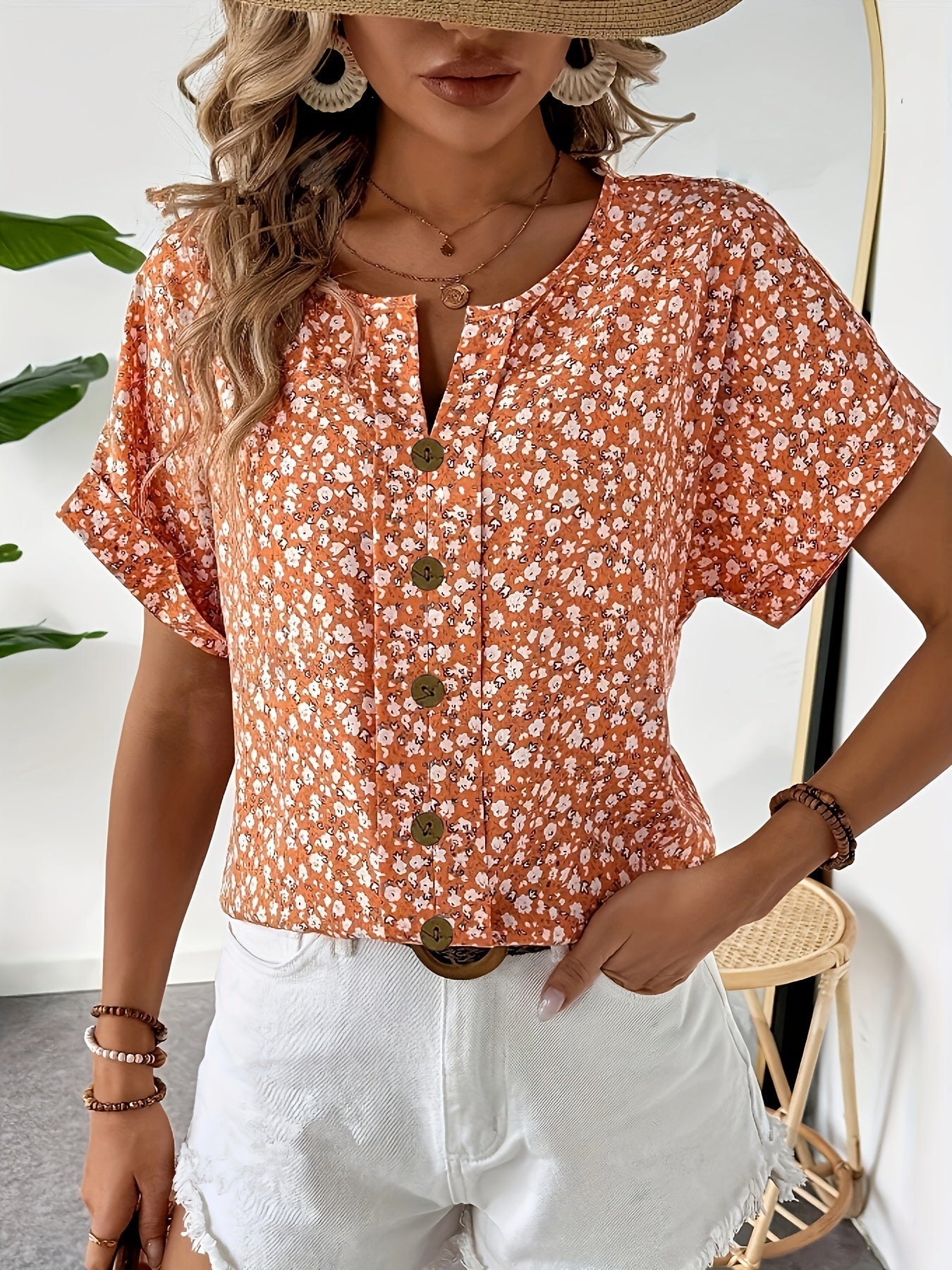 Lily | Floral Button-up Blouse