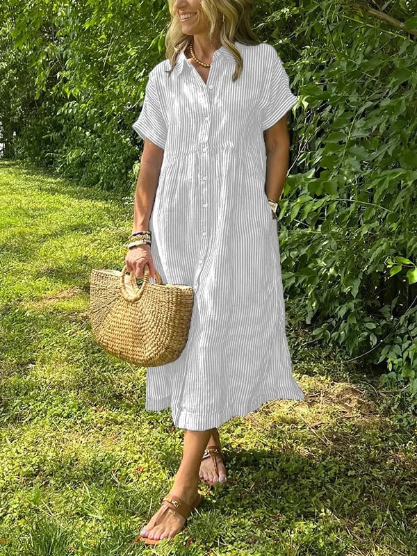 Alice | Striped Shirt Dress with Pockets