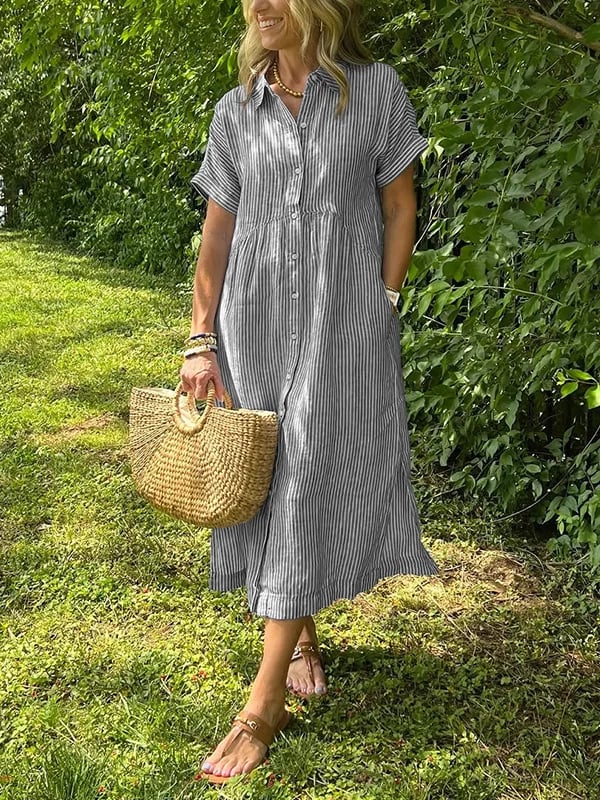 Alice | Striped Shirt Dress with Pockets
