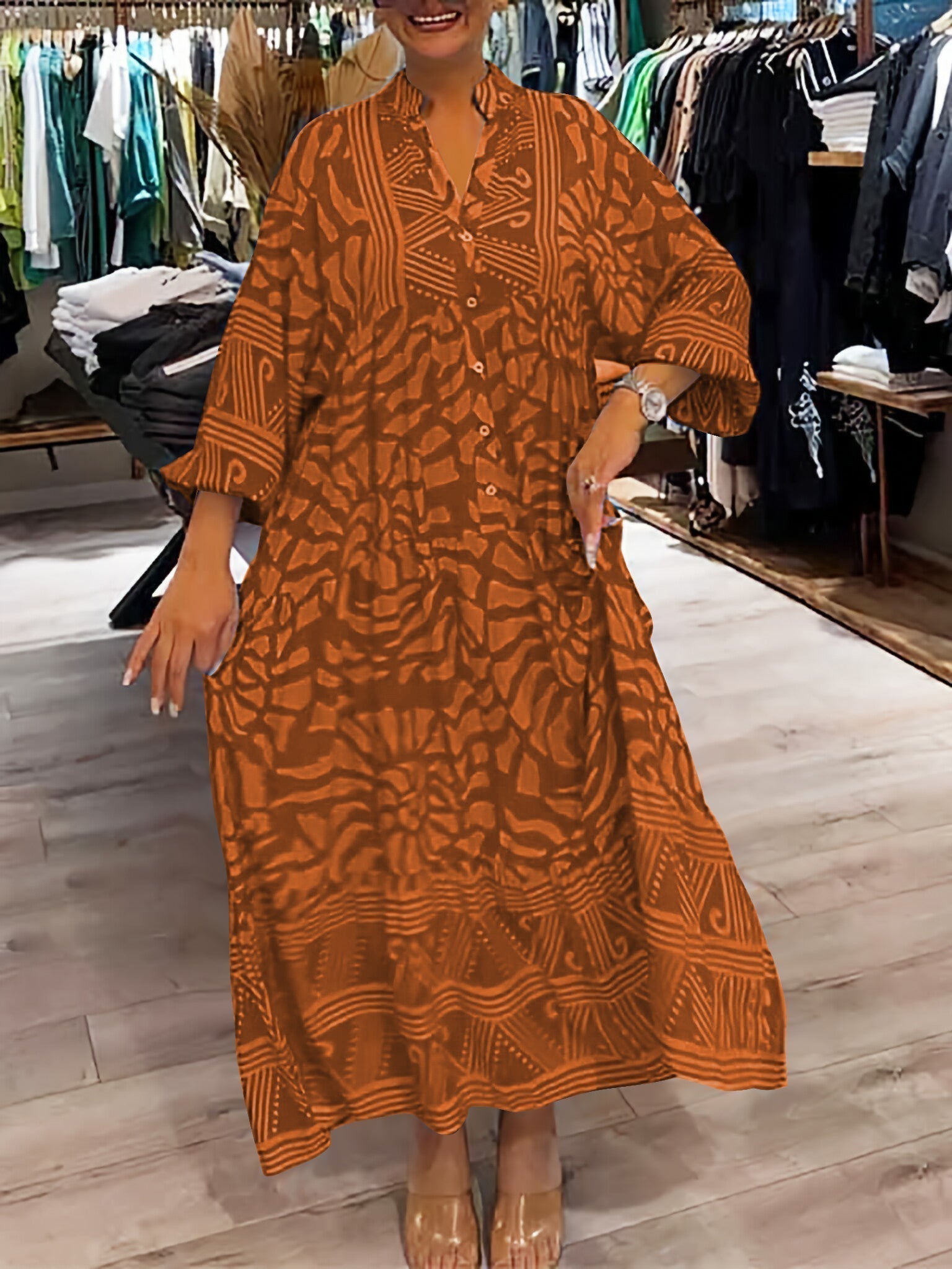 Isabella | V-neck Dress with Print