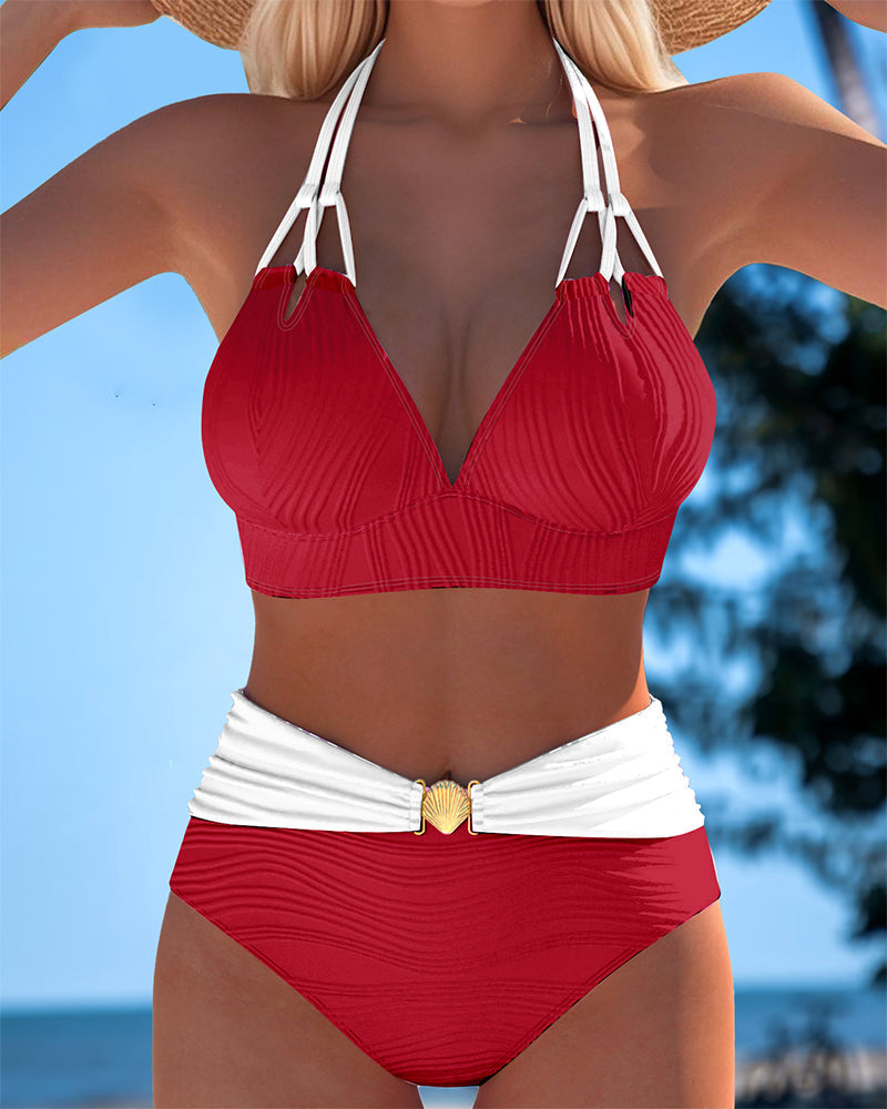 Crimson coast | High-Waisted swimsuit