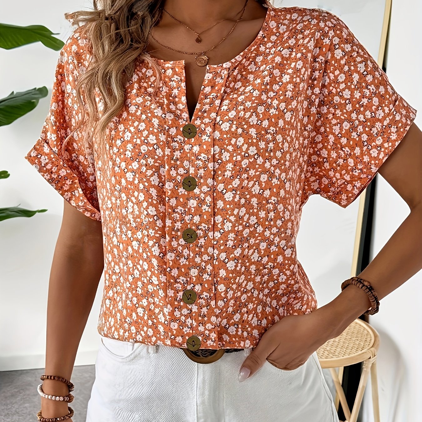 Lily | Floral Button-up Blouse