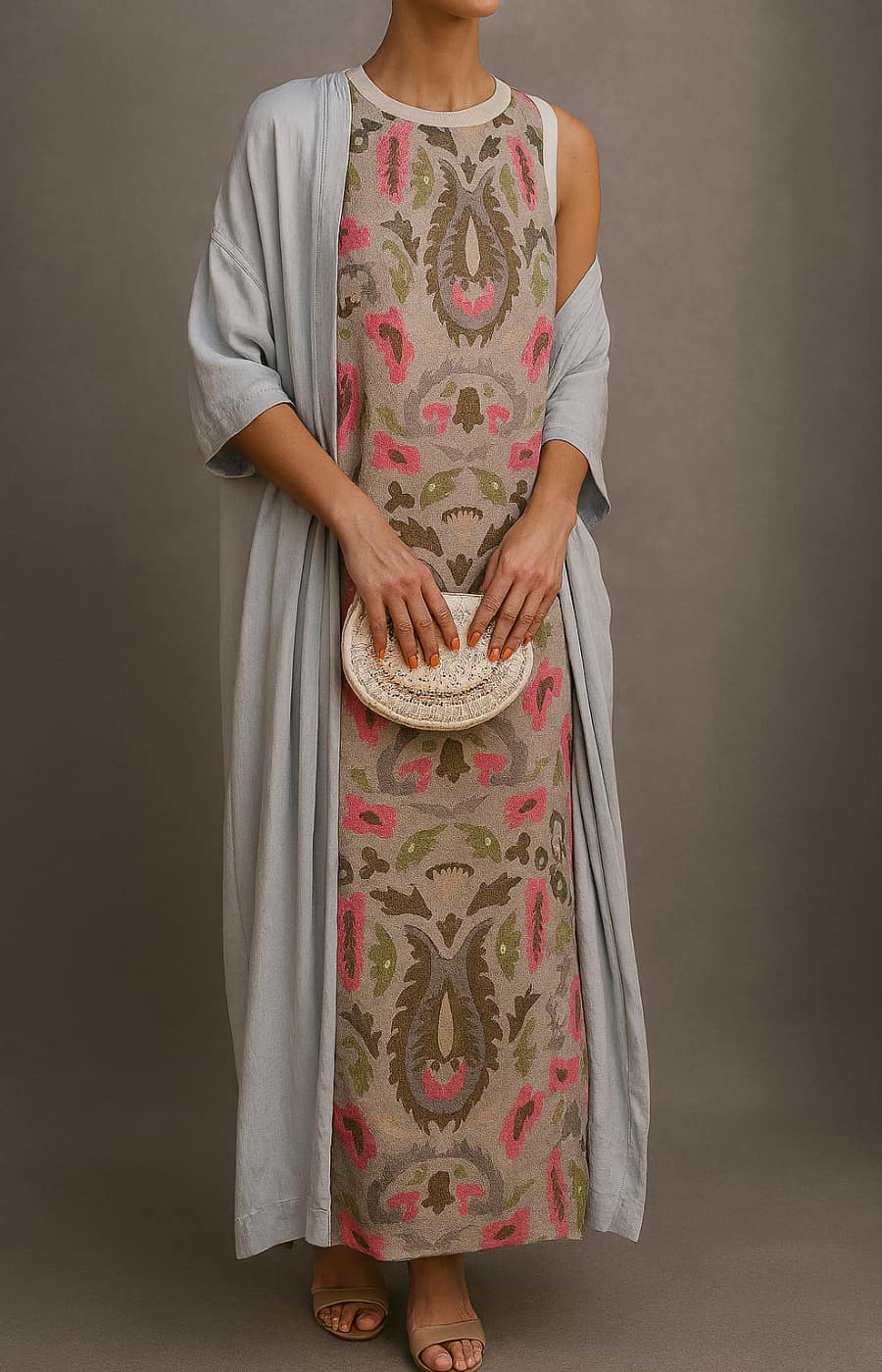 Layla | Elegant Long Dress with Coordinated Stole