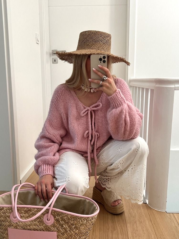 Manon | Knitted jacket with ribbon details