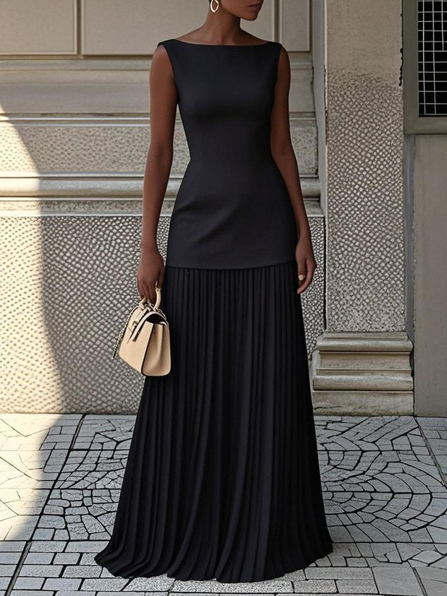 Anna | Sleeveless Pleated Maxi Dress