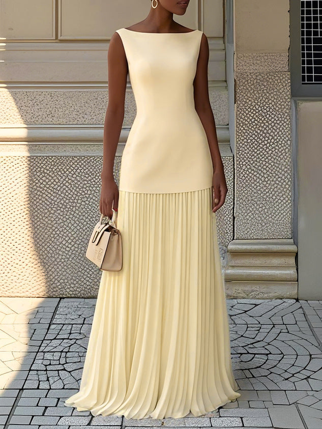 Anna | Sleeveless Pleated Maxi Dress