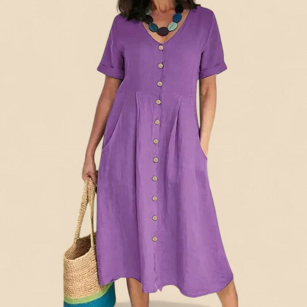 Amelia | Dress with Short Sleeves and Buttons