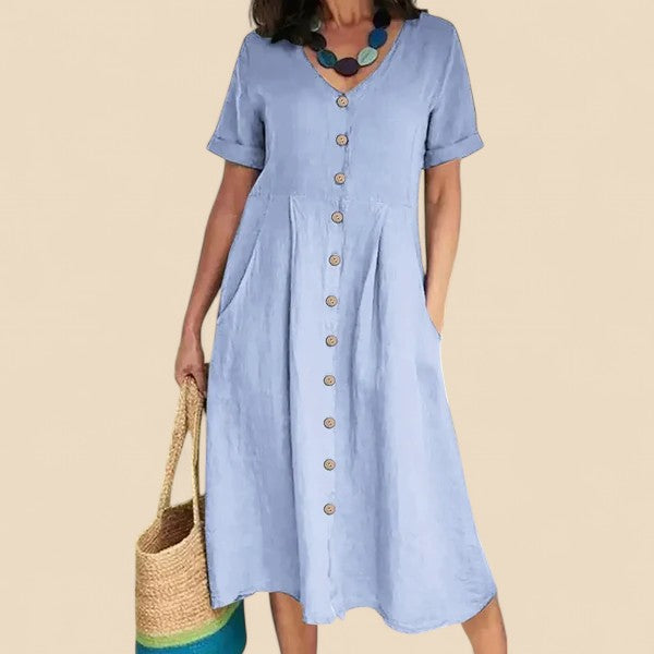 Amelia | Dress with Short Sleeves and Buttons