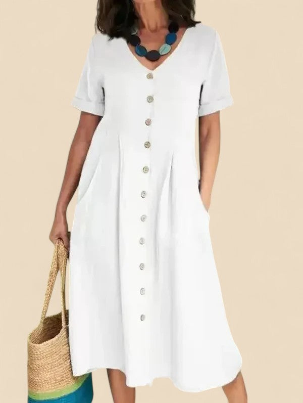 Amelia | Dress with Short Sleeves and Buttons