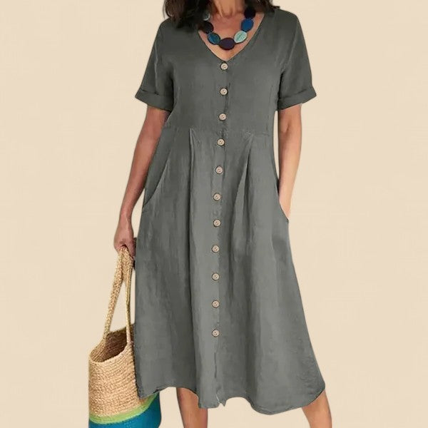 Amelia | Dress with Short Sleeves and Buttons