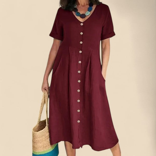 Amelia | Dress with Short Sleeves and Buttons