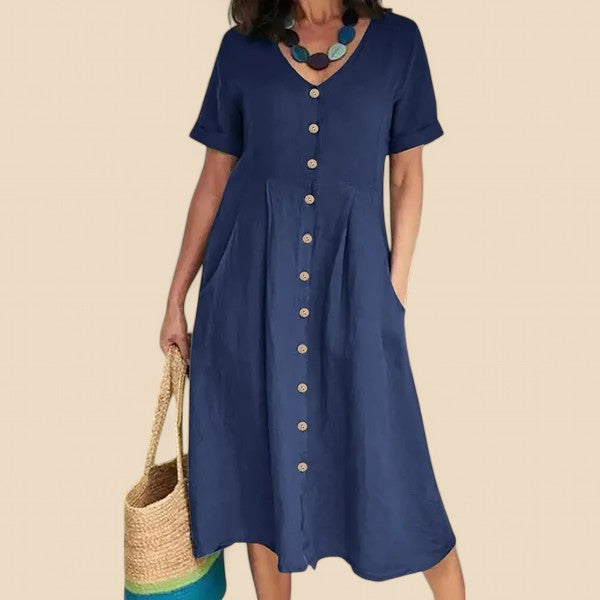Amelia | Dress with Short Sleeves and Buttons