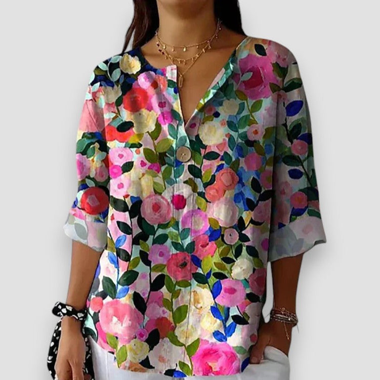 Roxane | Vintage Shirt with Flowers