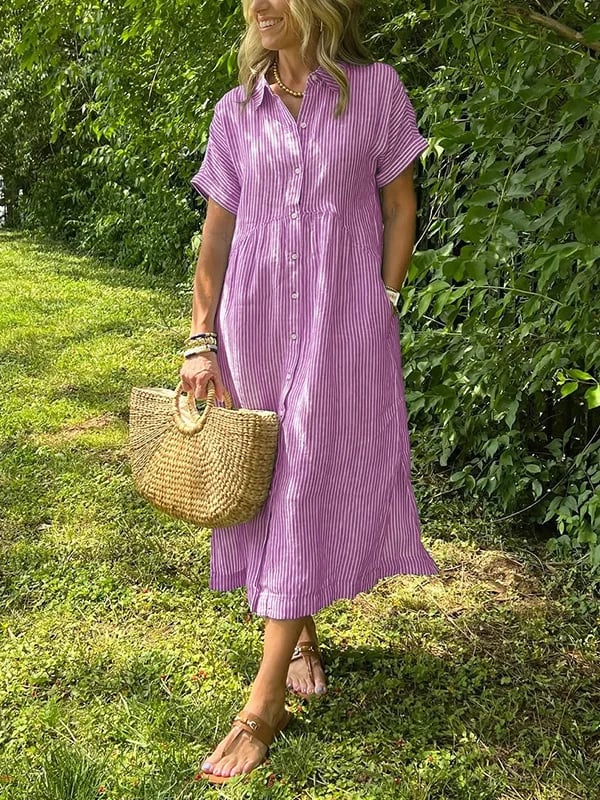 Alice | Striped Shirt Dress with Pockets