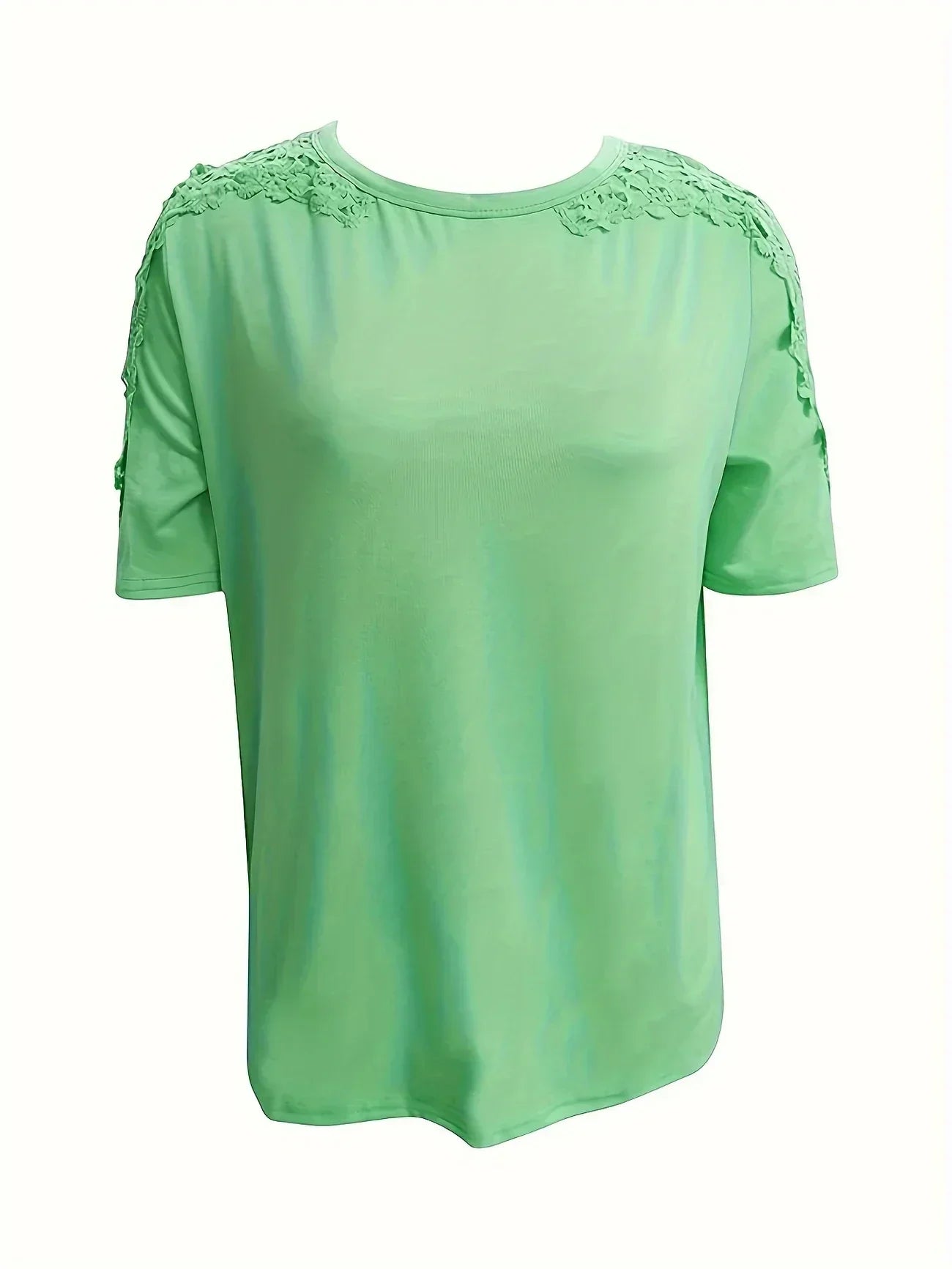 Ylfrun | Elegant Summer Short-Sleeved T-Shirt with Long Lace