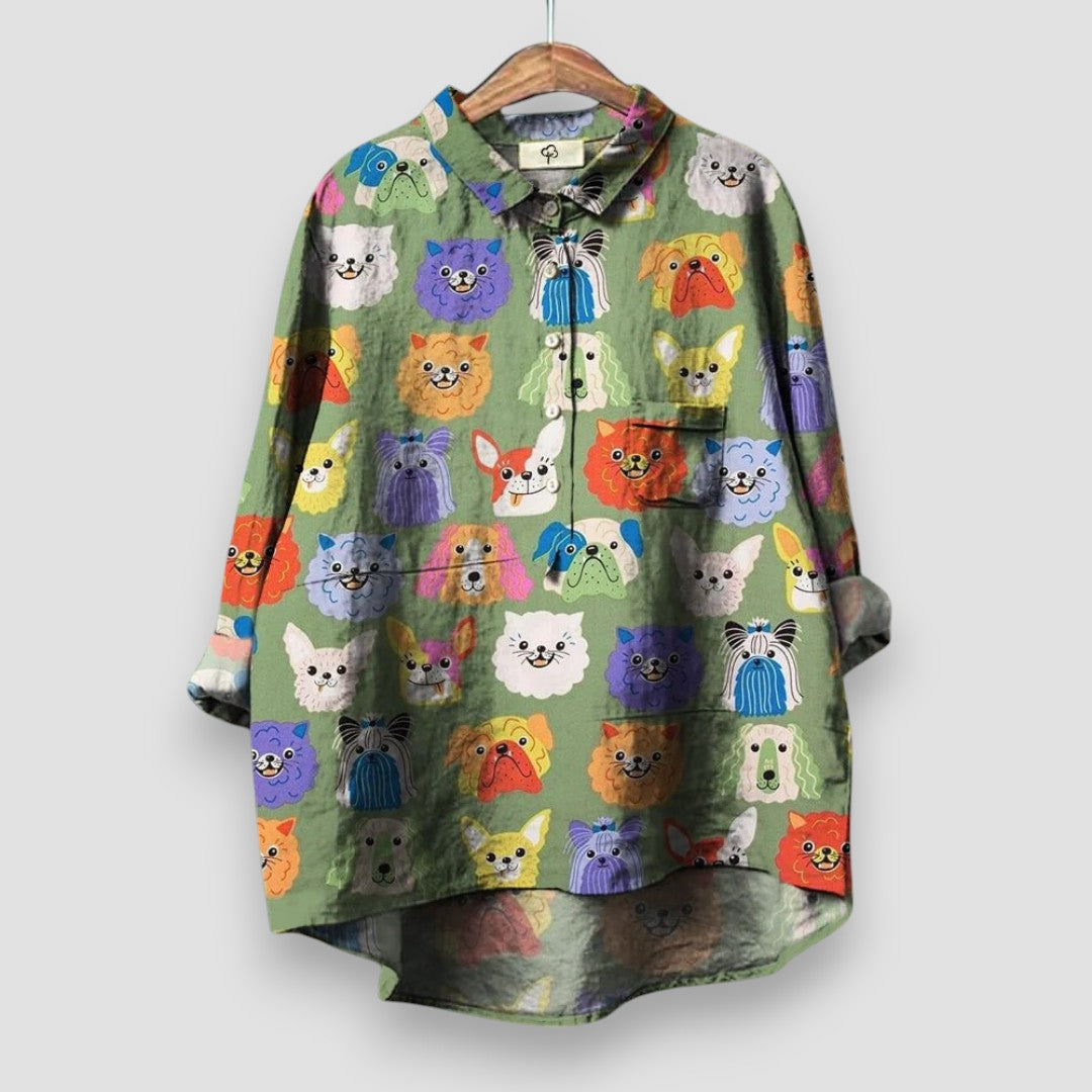 Mina | Feminine chemise with dog motif