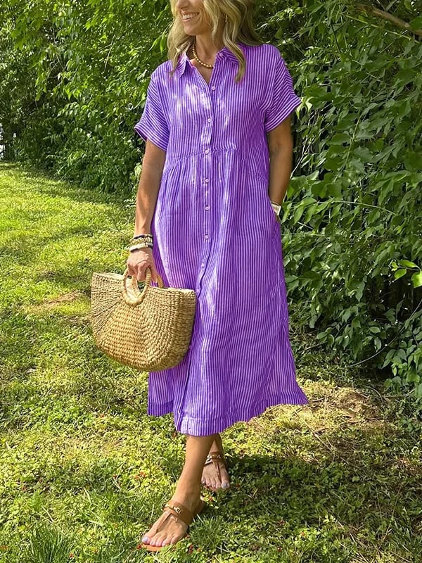 Alice | Striped Shirt Dress with Pockets