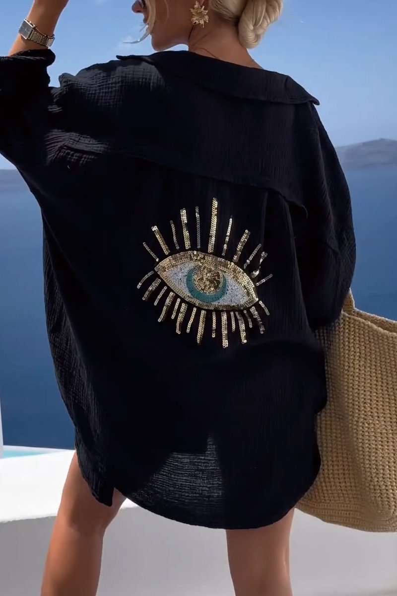 Sign | Loose Top with Devil's Eye Sequins