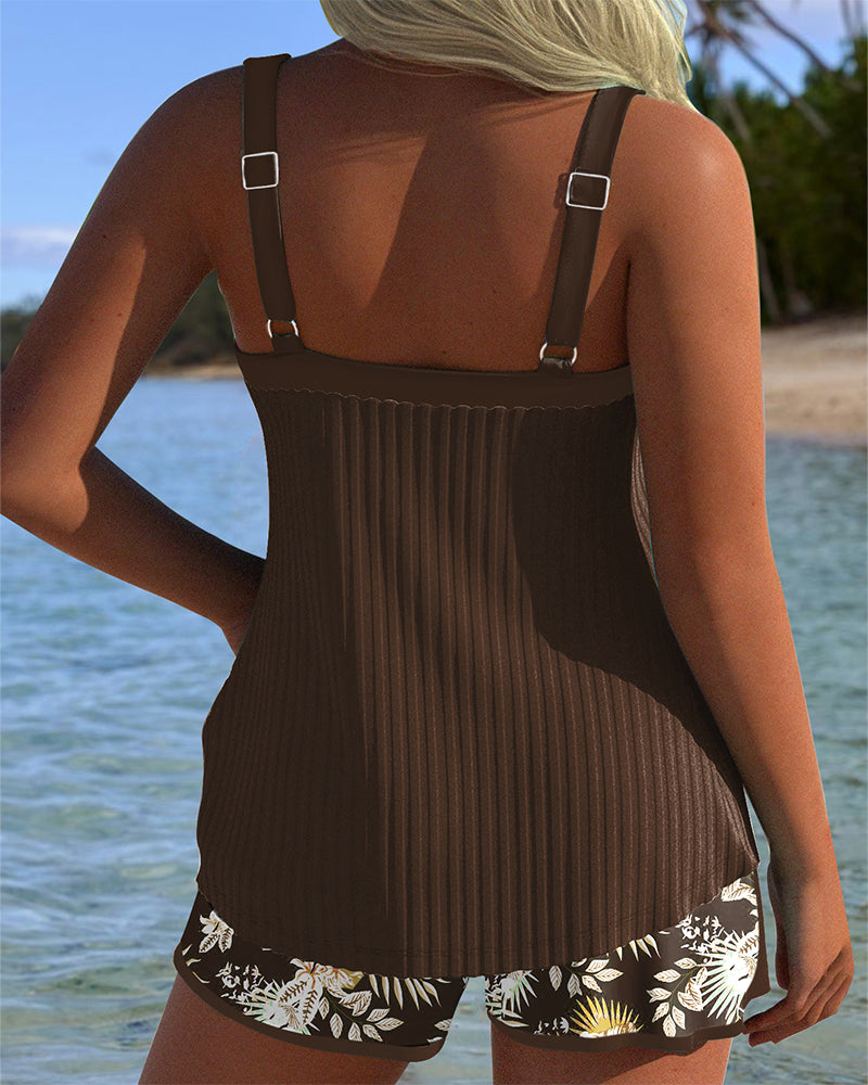 Azure Bloom | Striped Two-Piece Beach Tankini
