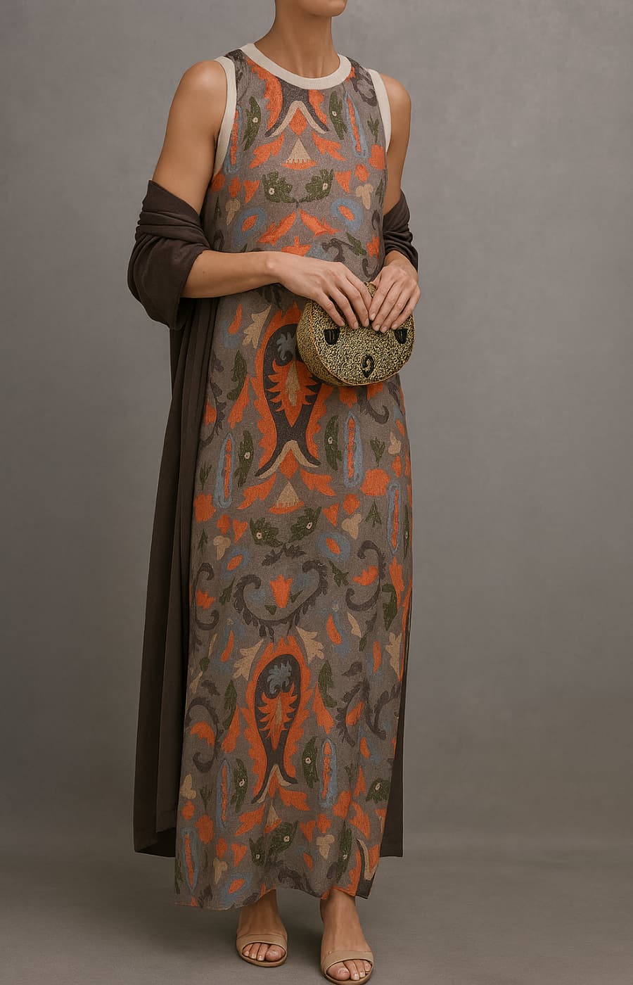 Layla | Elegant Long Dress with Coordinated Stole