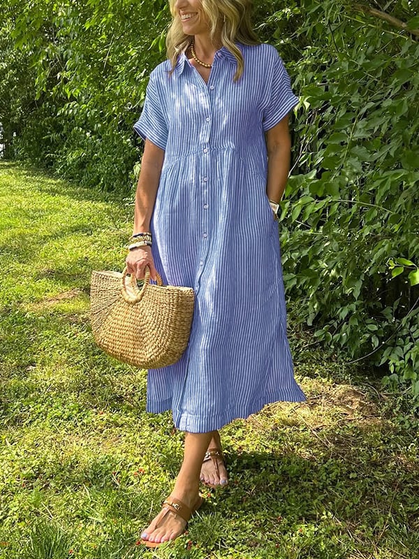 Alice | Striped Shirt Dress with Pockets