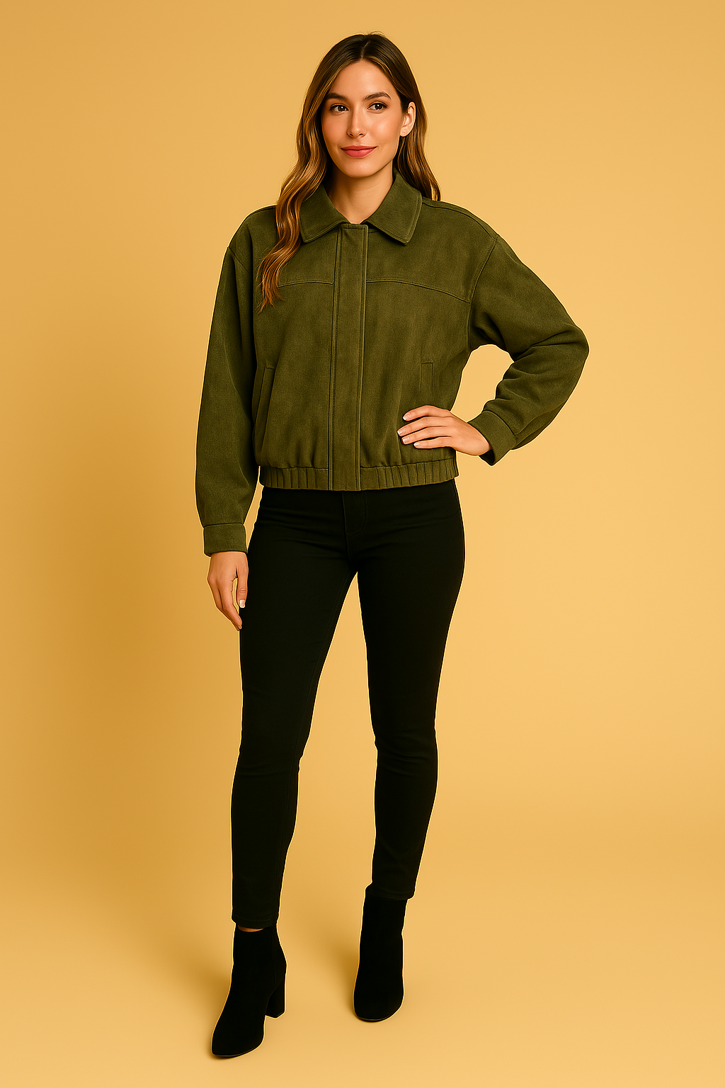 Quintine – Luxurious Suede Bomber Jacket for a Timeless Style