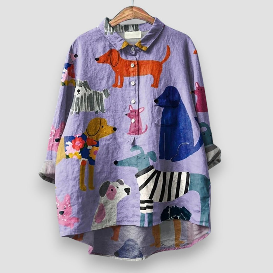 Mina | Feminine chemise with dog motif