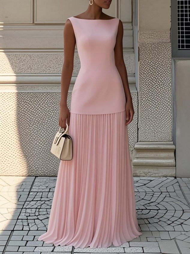 Anna | Sleeveless Pleated Maxi Dress