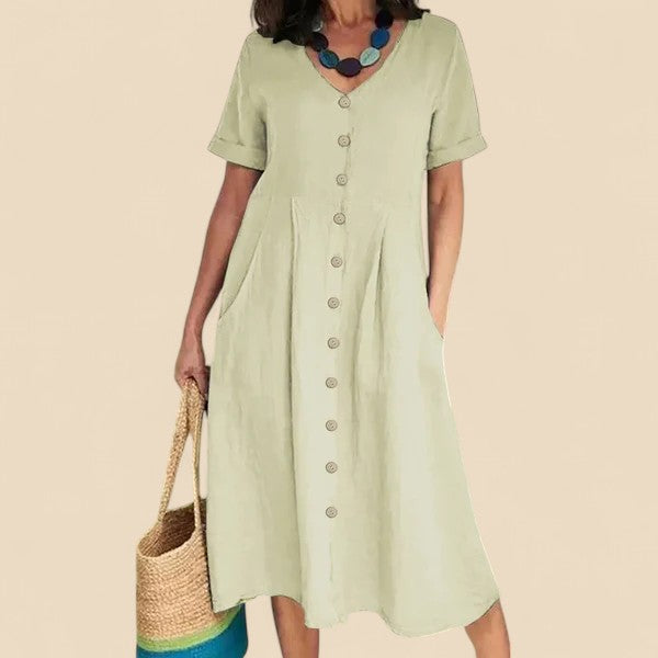 Amelia | Dress with Short Sleeves and Buttons
