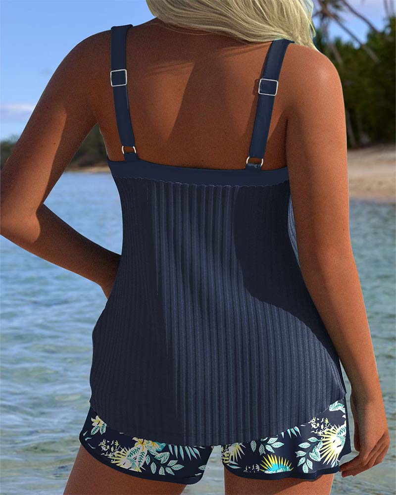 Azure Bloom | Striped Two-Piece Beach Tankini