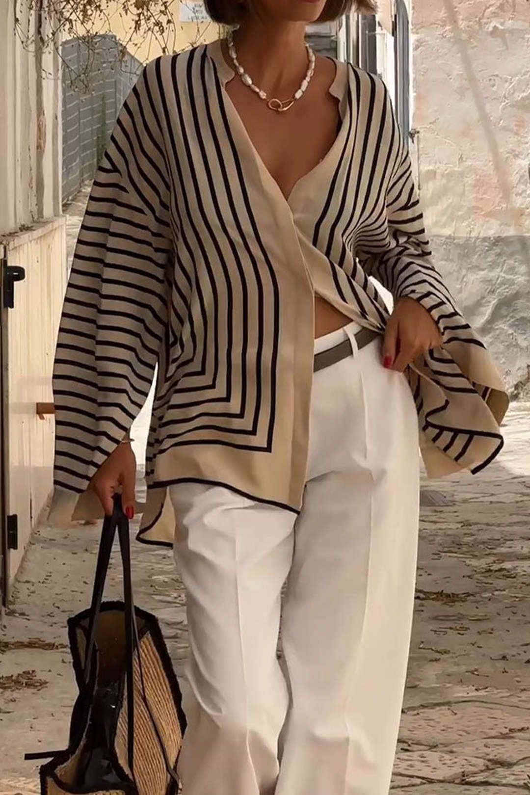 Solveig | Stripe Print Long Sleeve Shirt