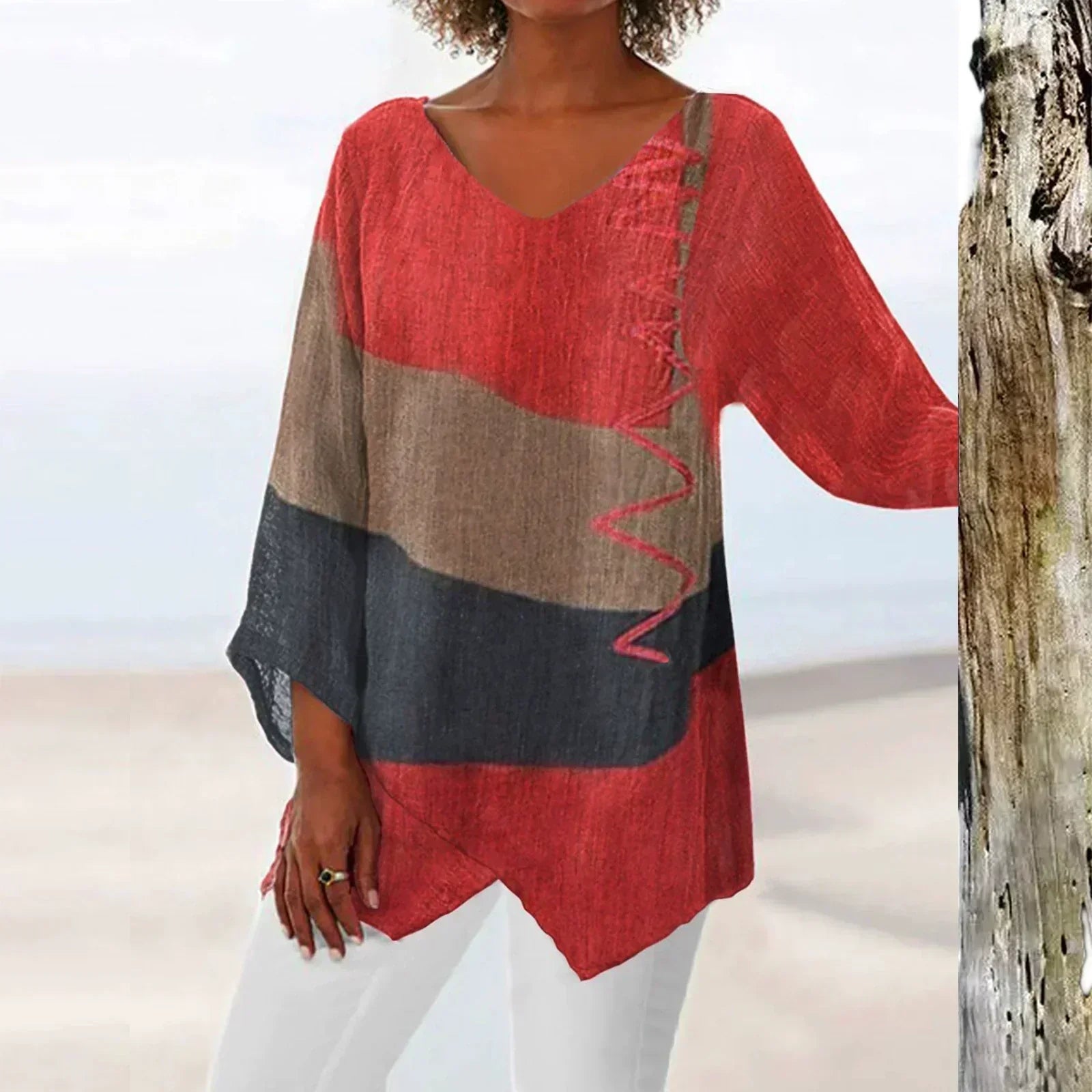 Grace | Artistic V-neck Tunic – Creative, Lightweight & Stylish