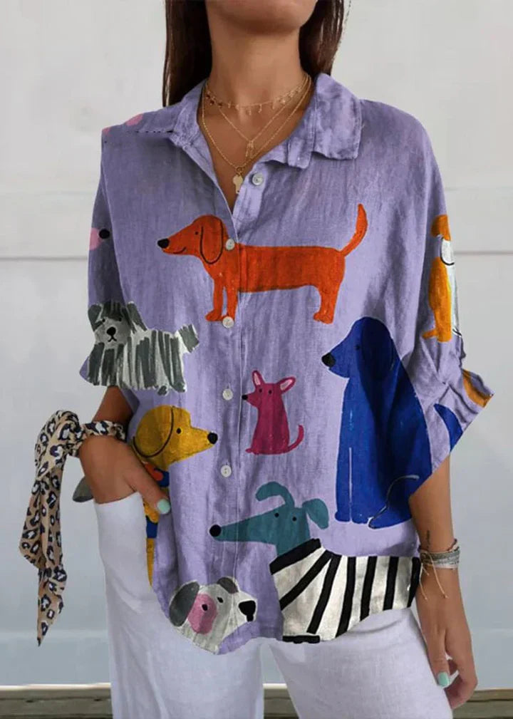 Mina | Feminine chemise with dog motif